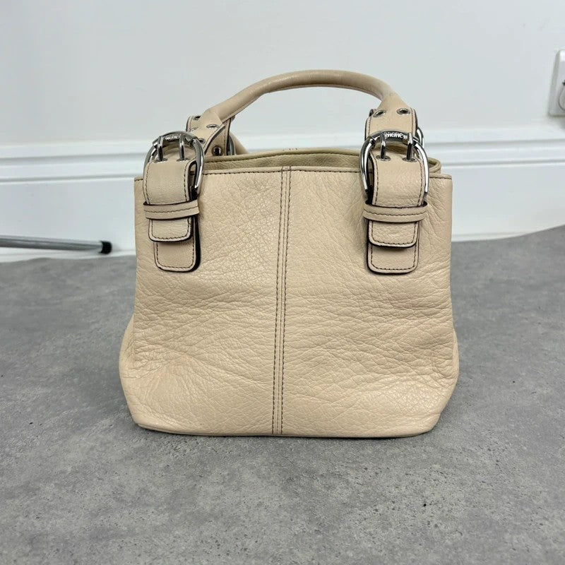 Cream Italian leather Y2K buckle handbag