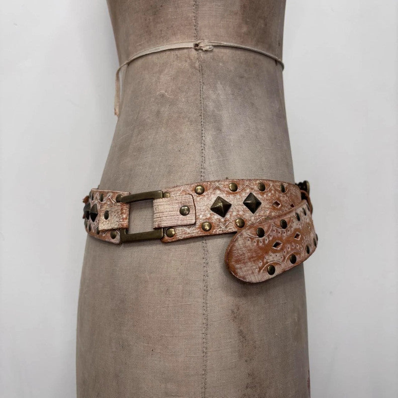leather studded distressed belt