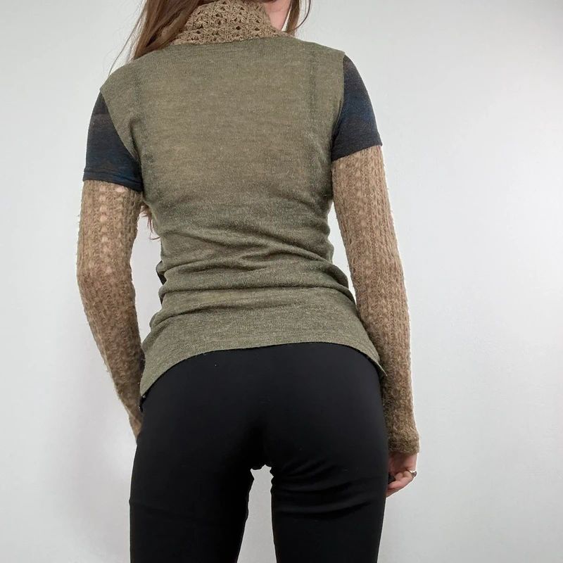 graphic distressed knit jumper