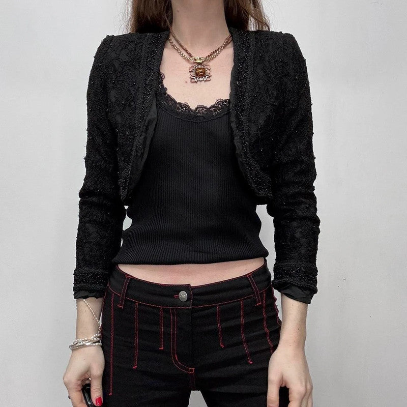 black cropped beaded jacket