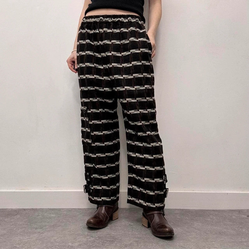 wide leg pinstripe trousers