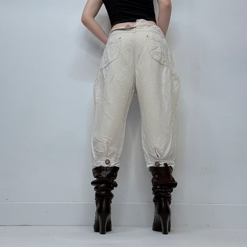 Cop Copine cream linen archival style belted capri pants
