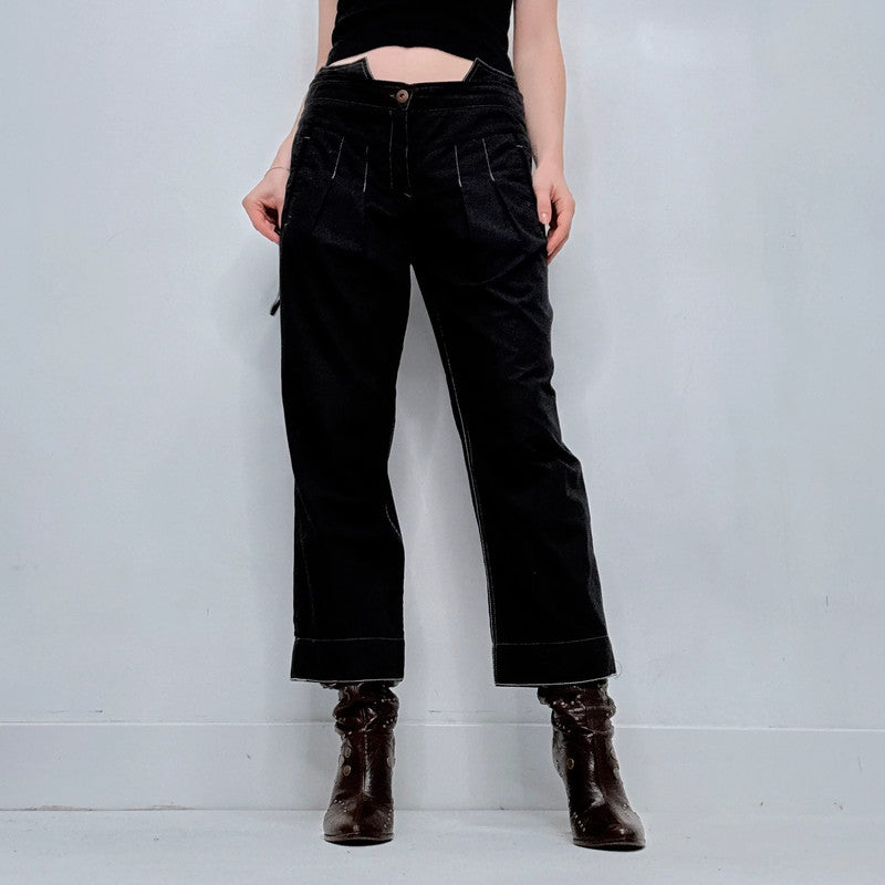 black cop copine pleated trousers