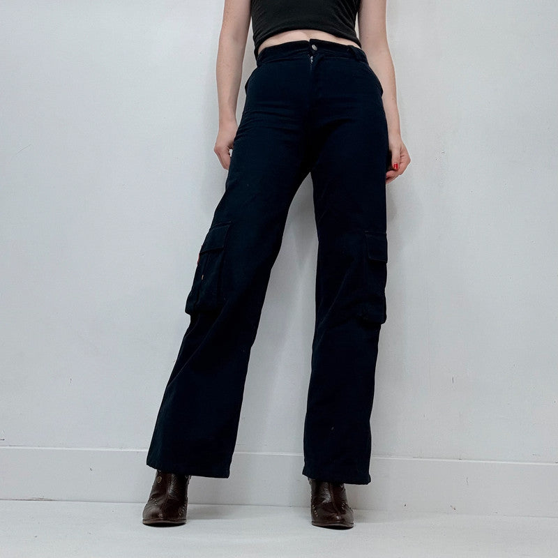 navy fitted flared Dior cargo pants