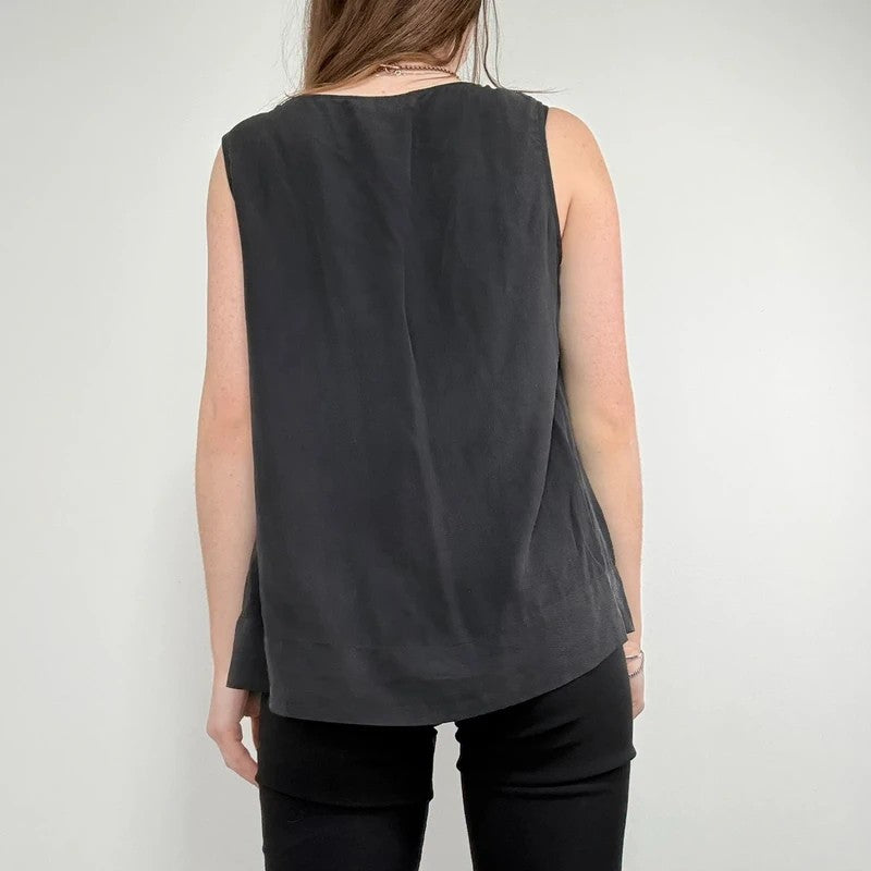 slouchy Silk allsaints asymmetric black vest