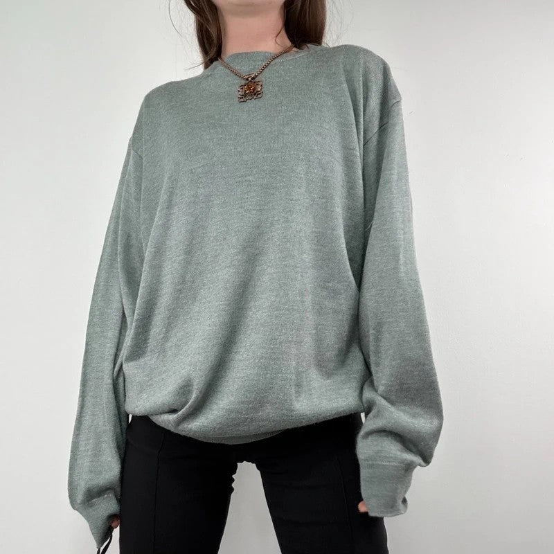 grey fine knit wool blend boxy batwing sweater knit