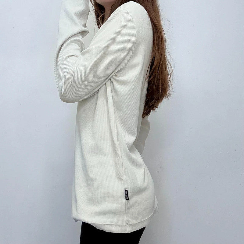 white ribbed versace long sleeve t-shirt