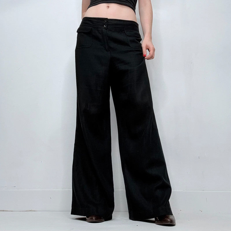 black wide leg  trousers
