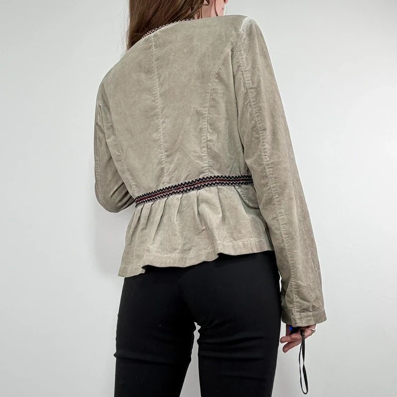 khaki flared braided ribbon military napolionic jacket