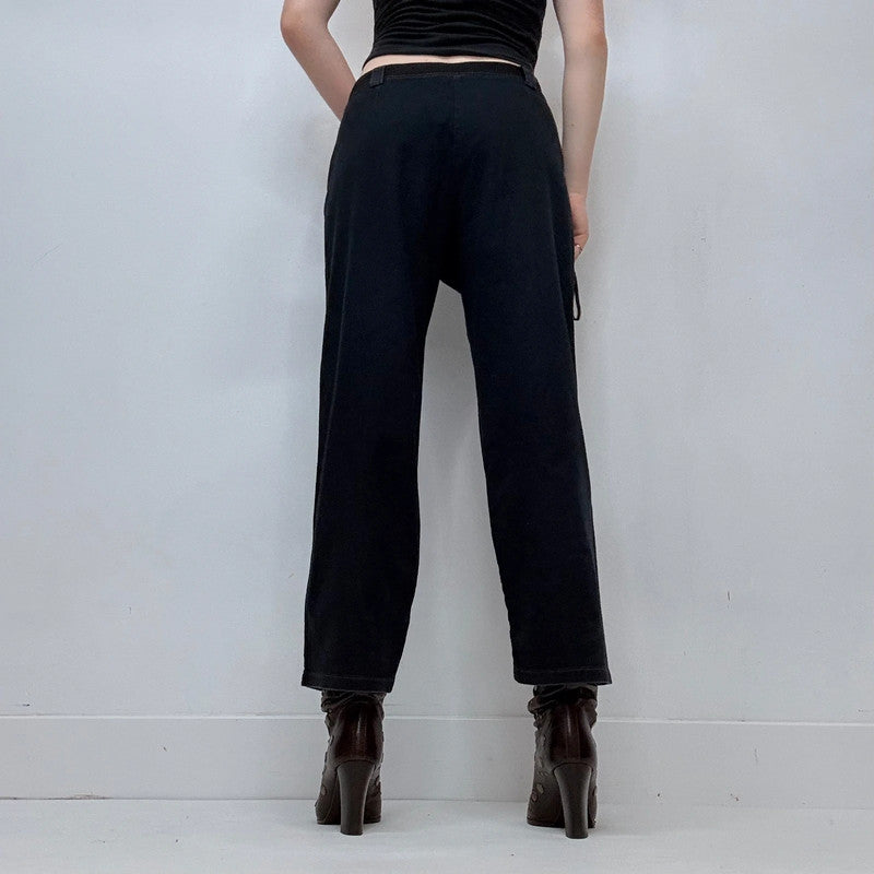 black structured engineered style straight leg trousers