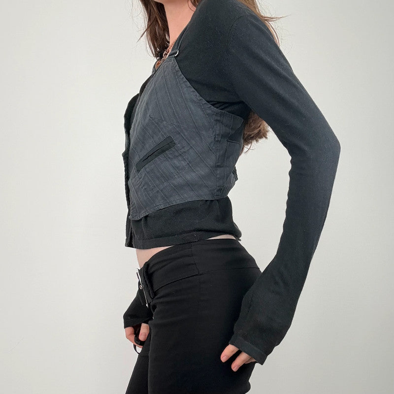 grey pinstripe asymmetric waistcoat