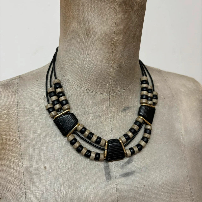 Boho grunge layered bead necklace