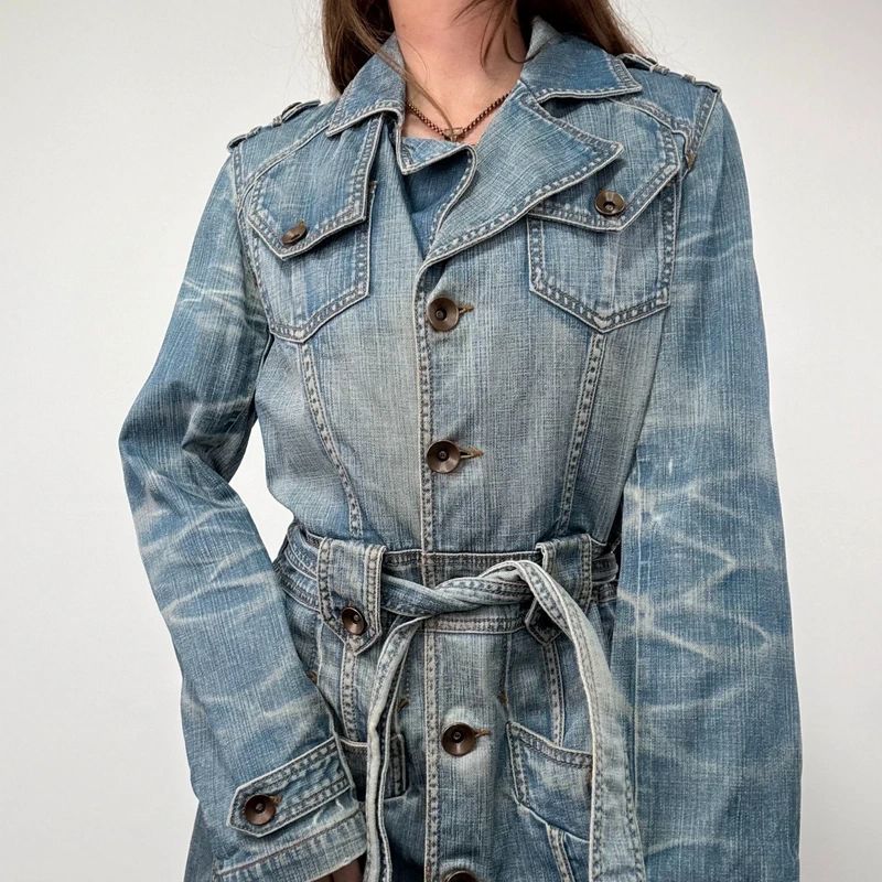 Distressed Denim Trench coat