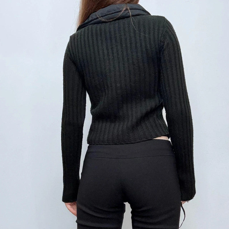 black wool asymmetric top
