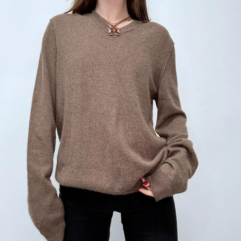 brown soft cashmere oversized jumper