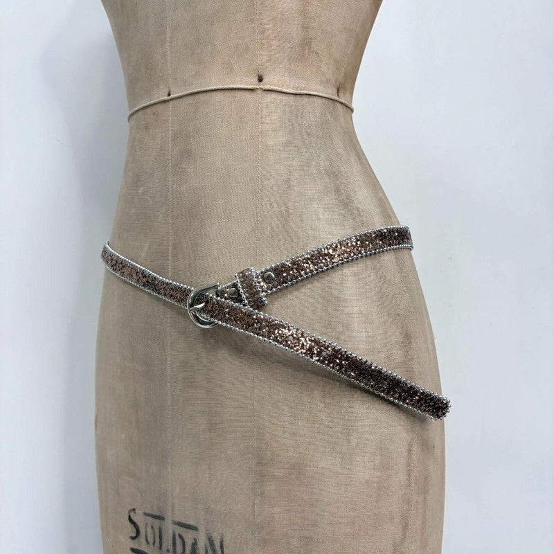 thin silver giltter belt