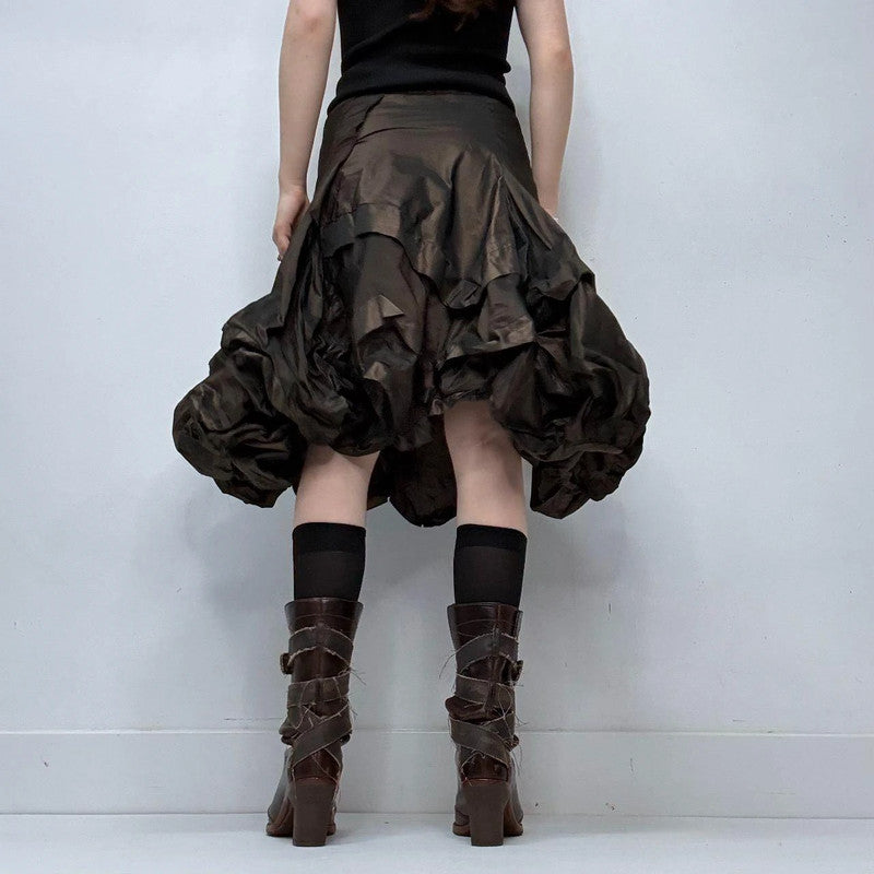 brown layered puff grunge skirt