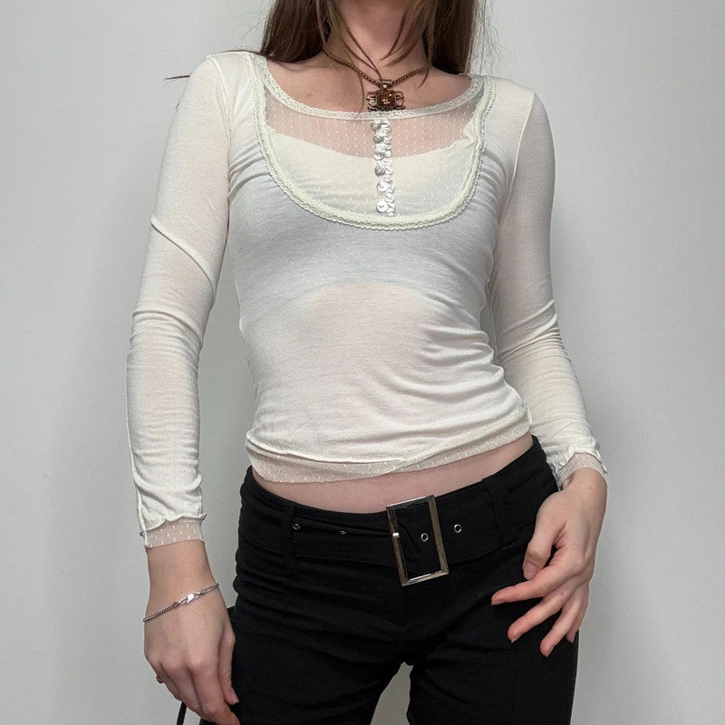white layered lace t-shirt