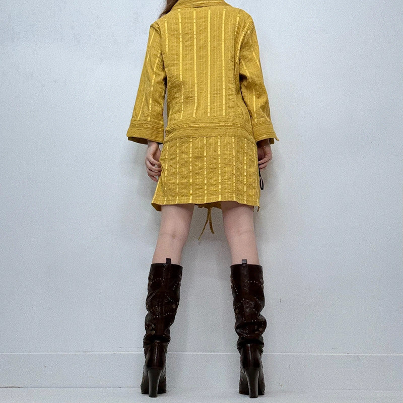 pinstripe chartreuse mini shirt dress