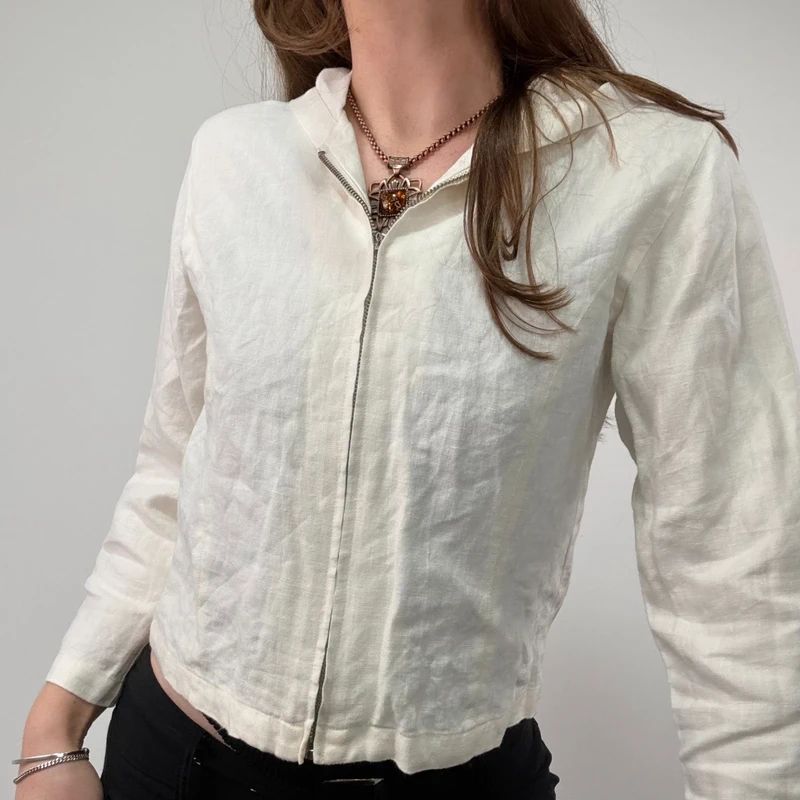 White Linen mini cropped shirt