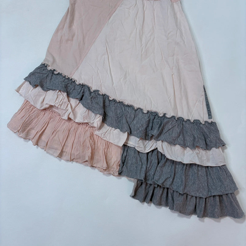 asymmetric pink ruffle dress