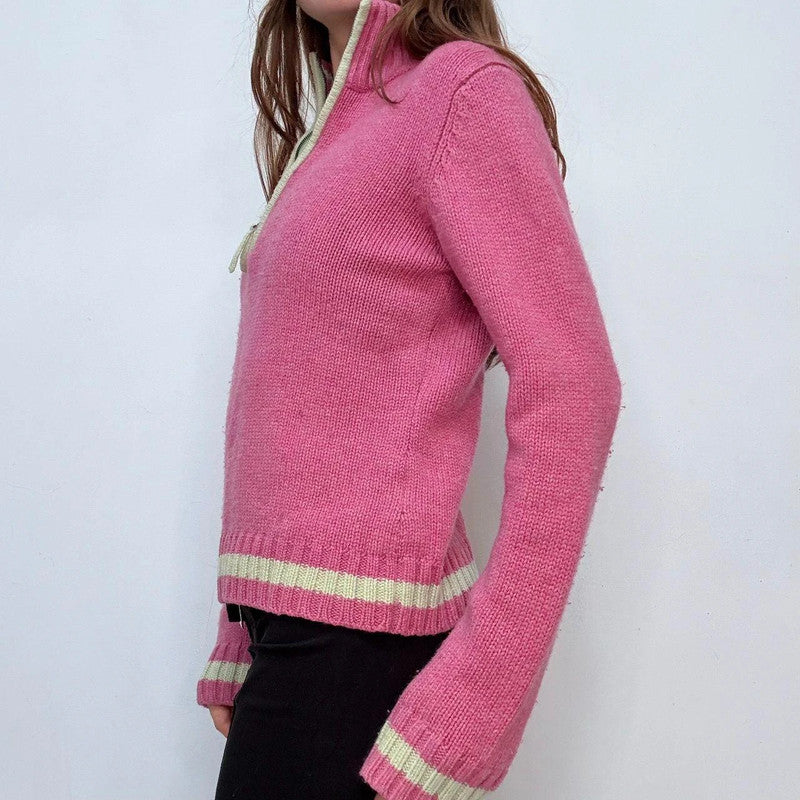 pink wool knitted preppy jumper