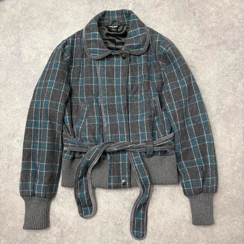 wool checked asymmetric coat