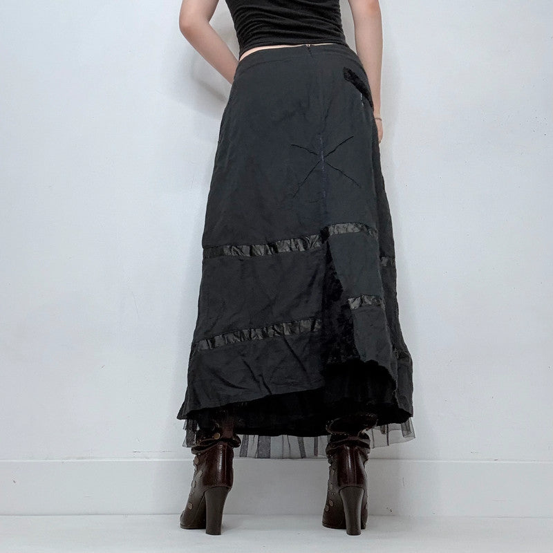 black lace gothic fairy maxi skirt