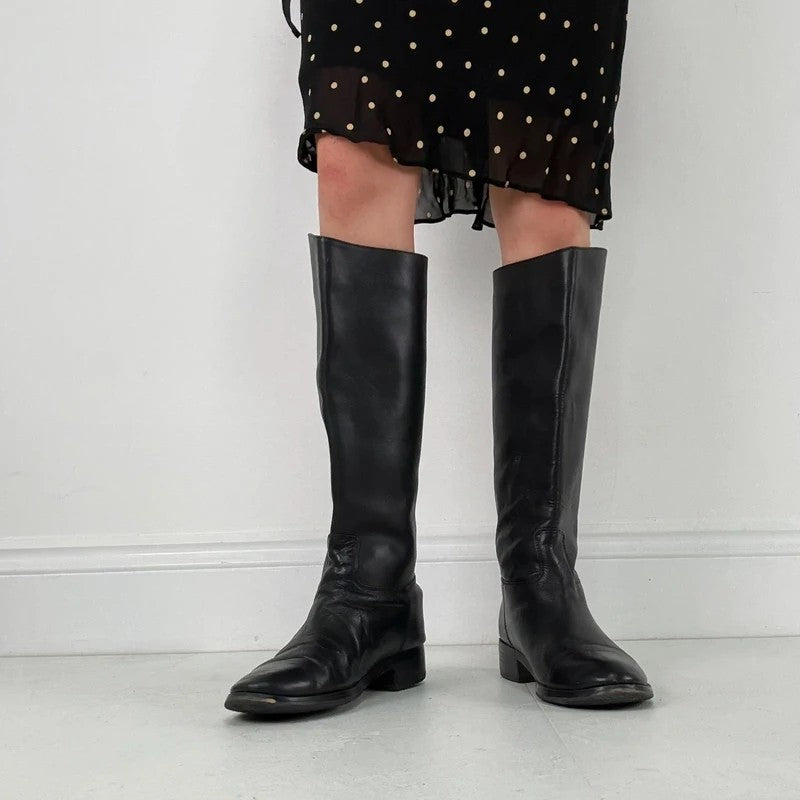Valentino Black leather riding boots