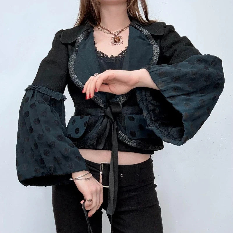 polkadot cropped flared jacket