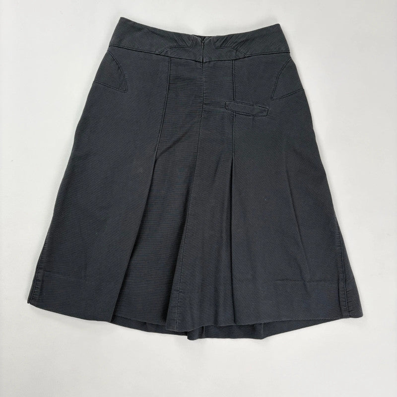 navy blue structured textured midi skirt