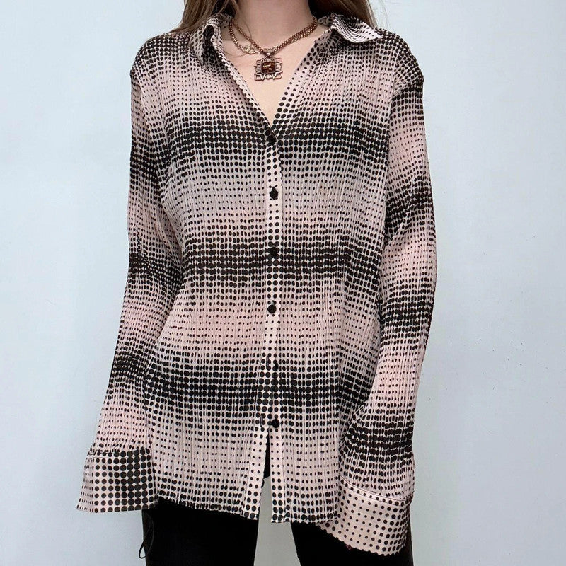 polka dot striped crinkle shirt