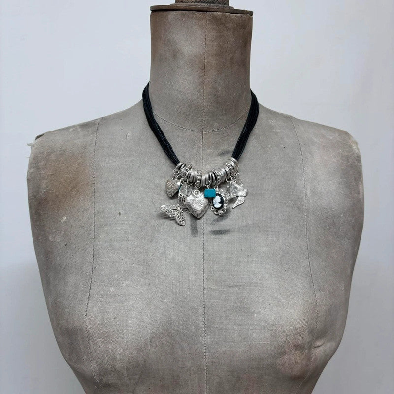 layered silver charm necklace