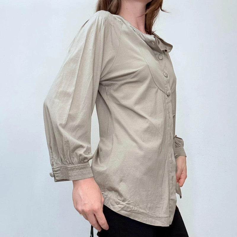 grey preppy button-up shirt blouse