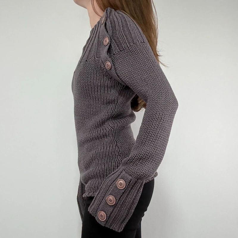 chunky knit ribbed funnel neck jumper