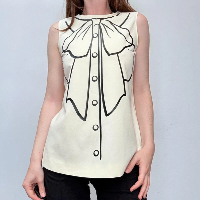 cream Moschino Bow printed twee vest