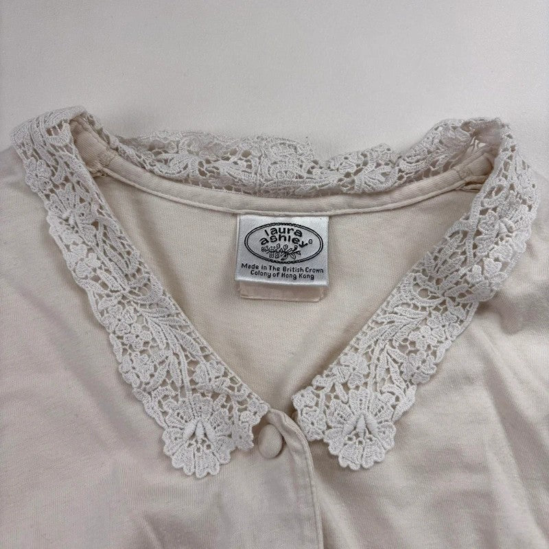 White cotton lace crochet Laura Ashley shirt