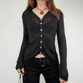 black semi sheer ribbed knit cardigan
