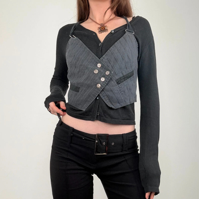 grey pinstripe asymmetric waistcoat