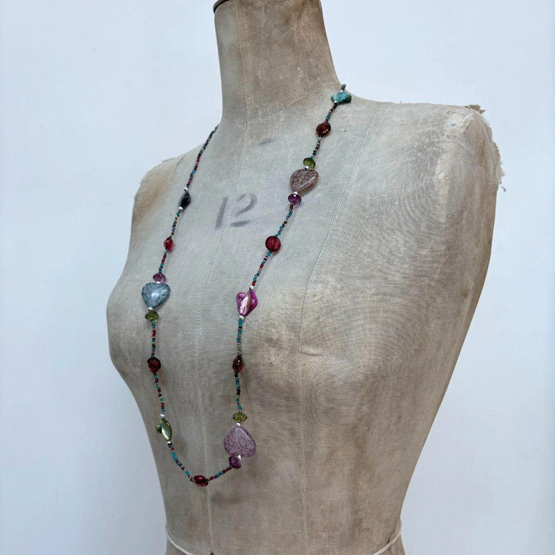 long beaded gemstone necklace