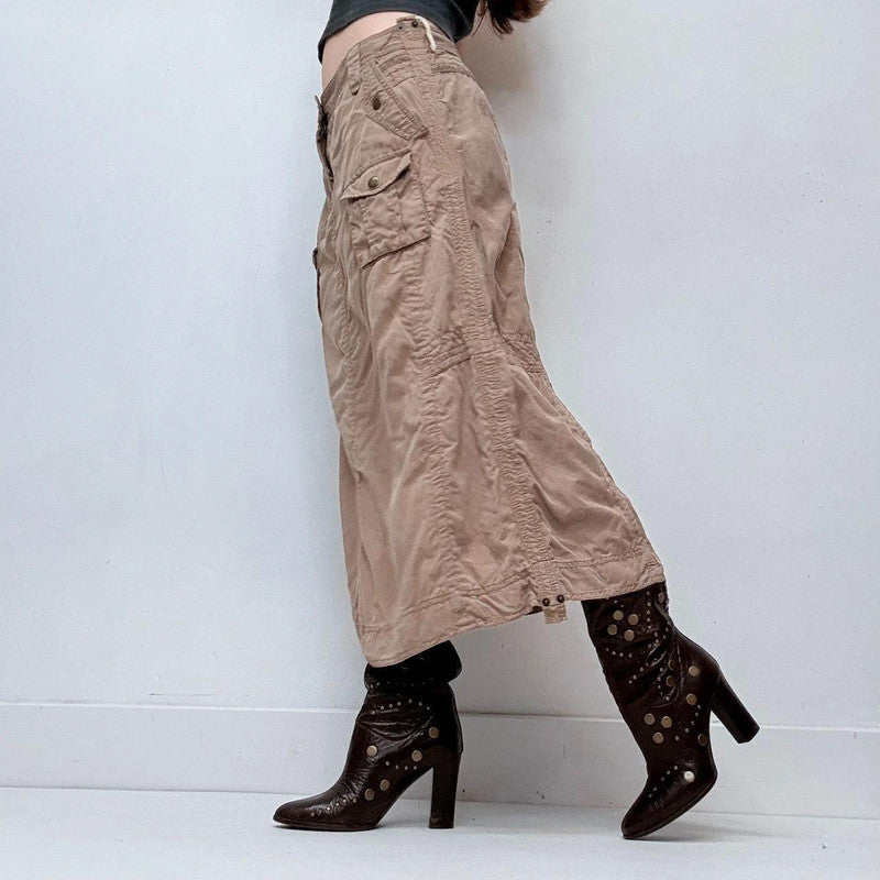 tan cargo maxi skirt