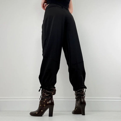 black pleated tech trousers
