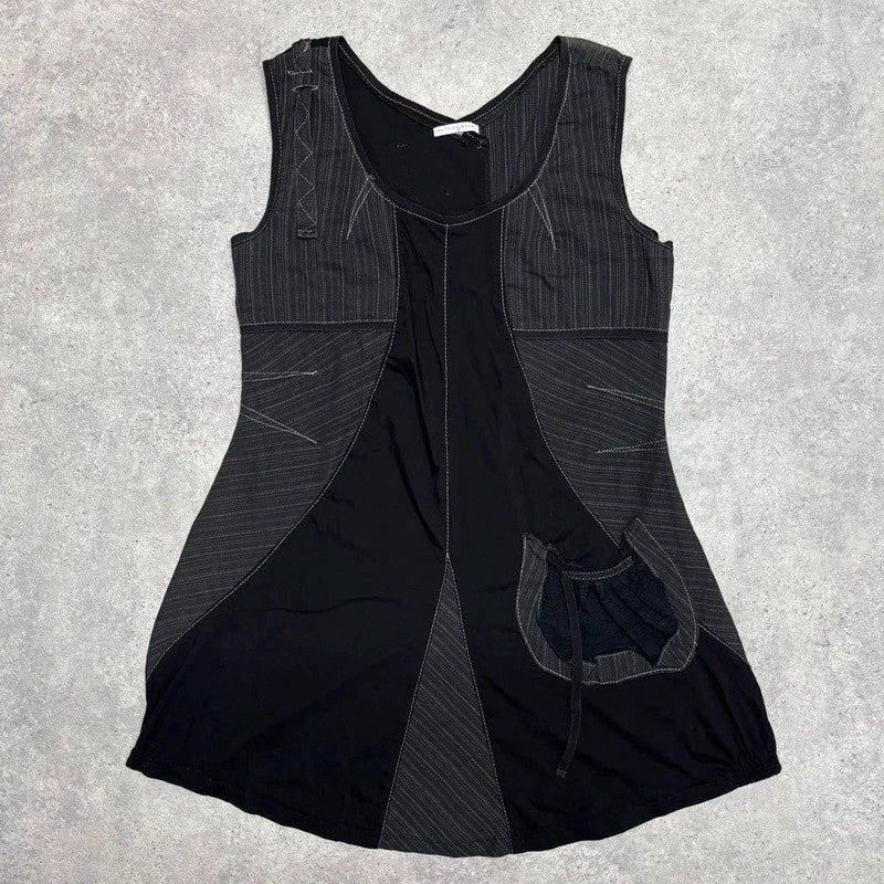 black pinstripe cargo dress
