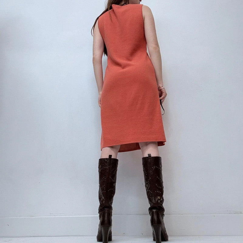 Ralph Lauren suede coral fitted dress