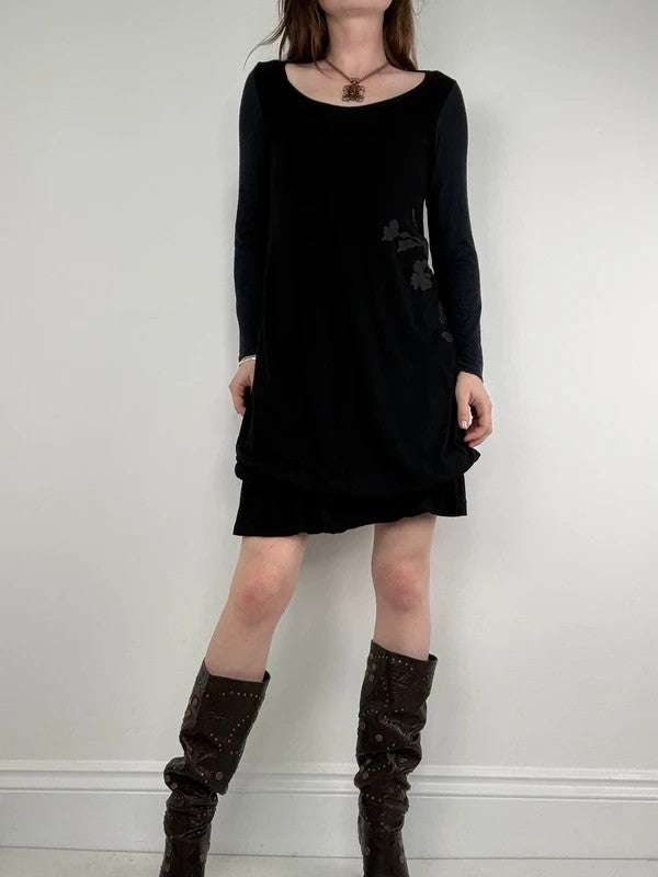 Cop Copine structured vintage black jersey midi dress