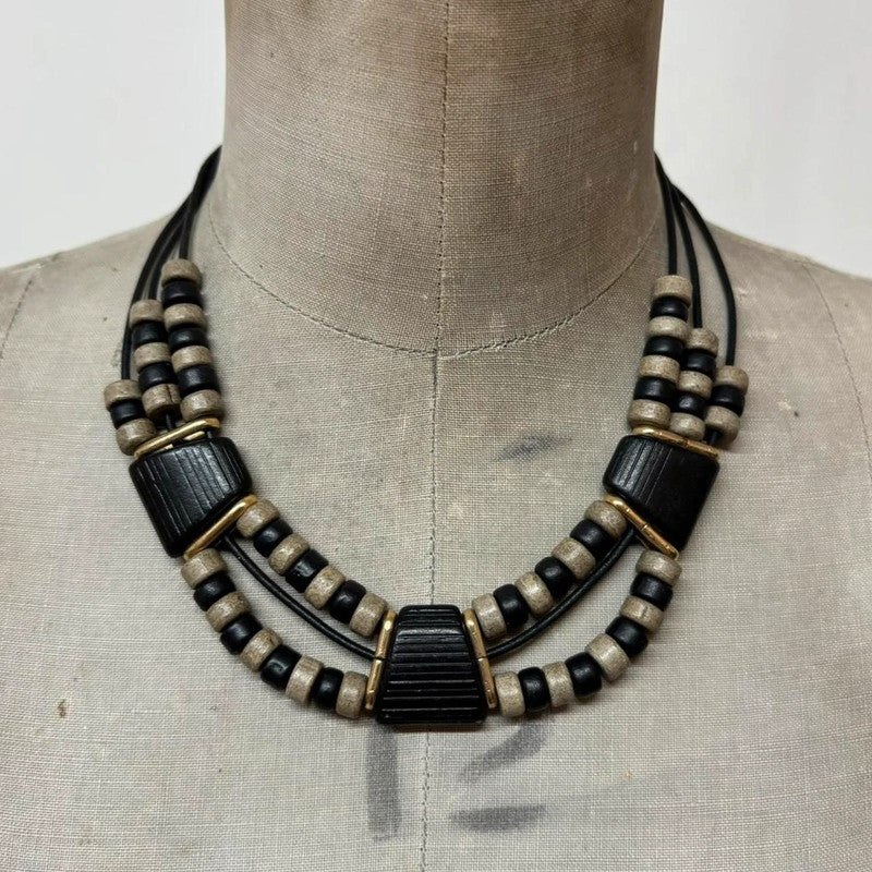 Boho grunge layered bead necklace