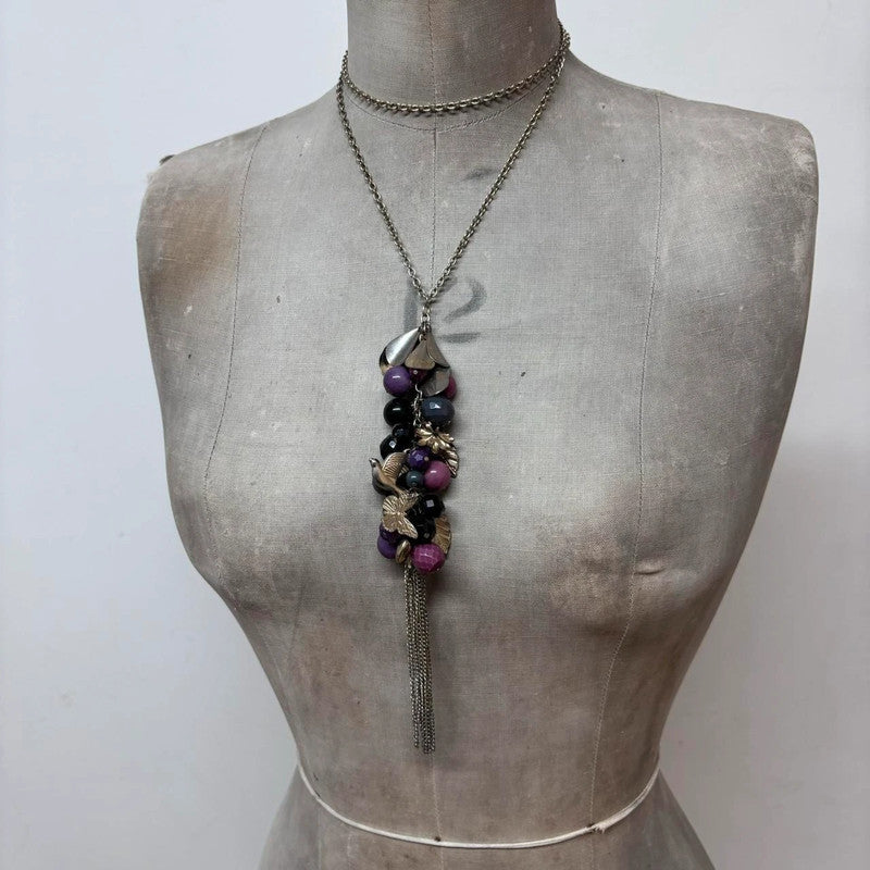 silver flower charm necklace