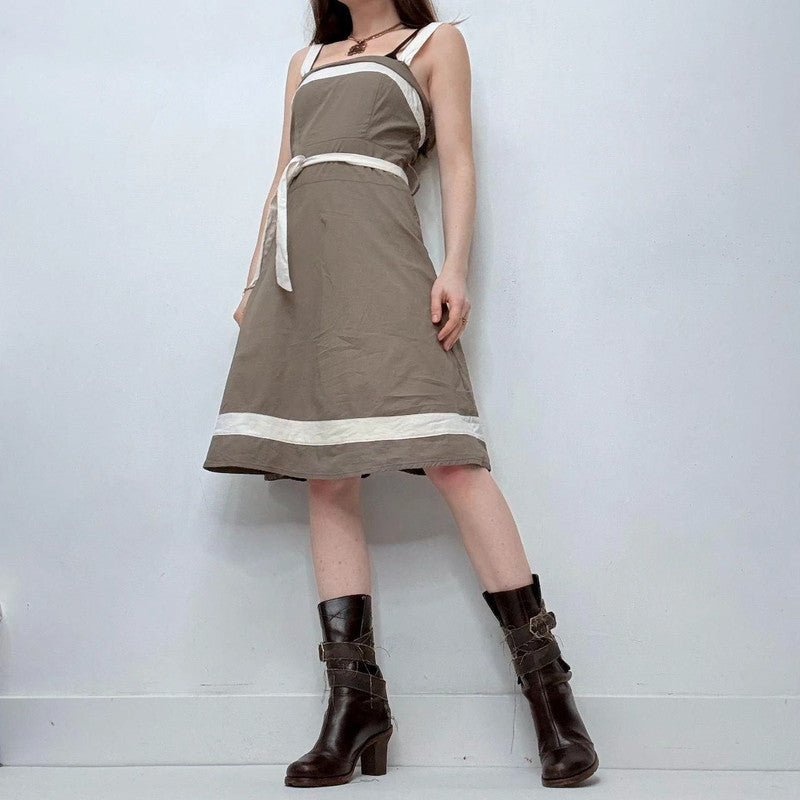 brown fitted preppy french dress