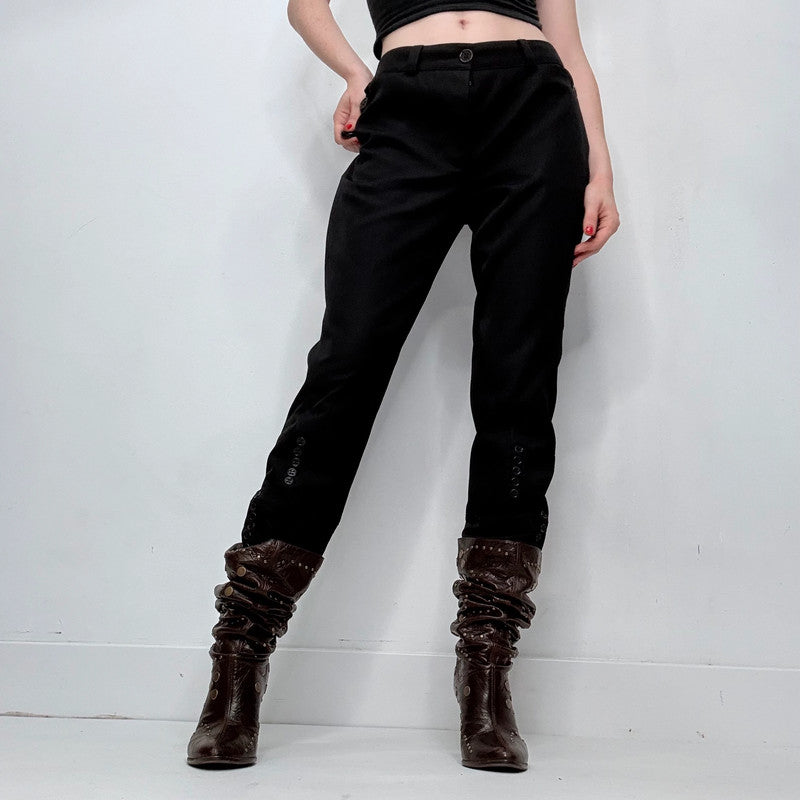 Black gothic regency style button up capri pants