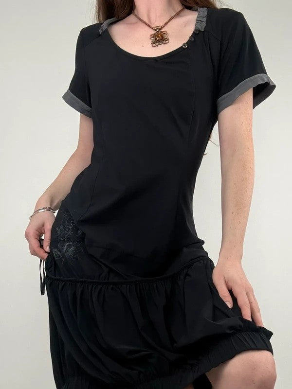 Black jersey slouchy grunge t-shirt dress